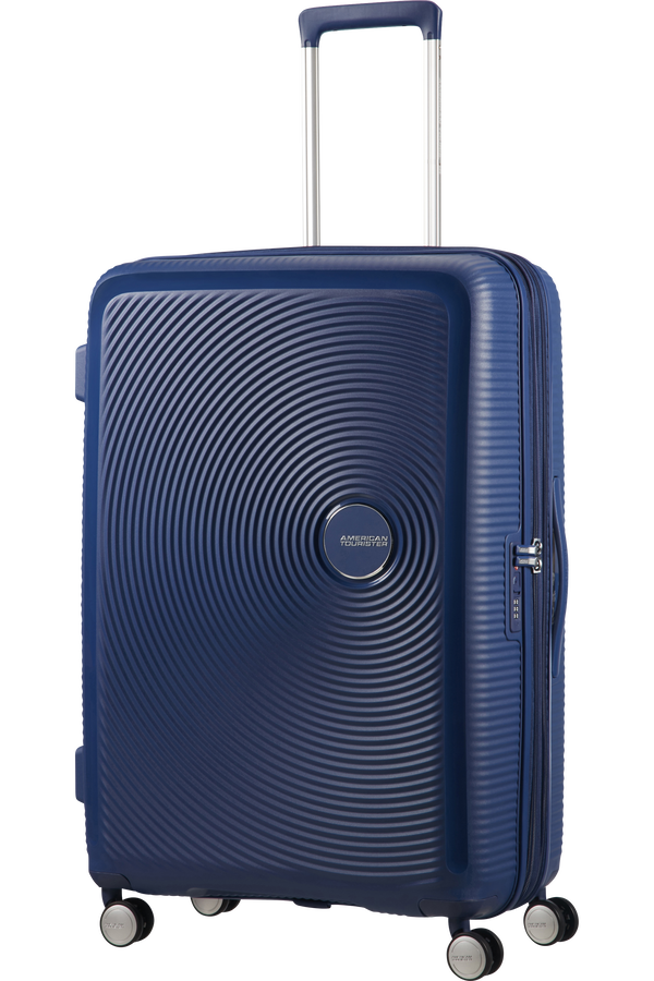 American Tourister Soundbox Spinner extensible 77cm Bleu marine fonc&eacute;