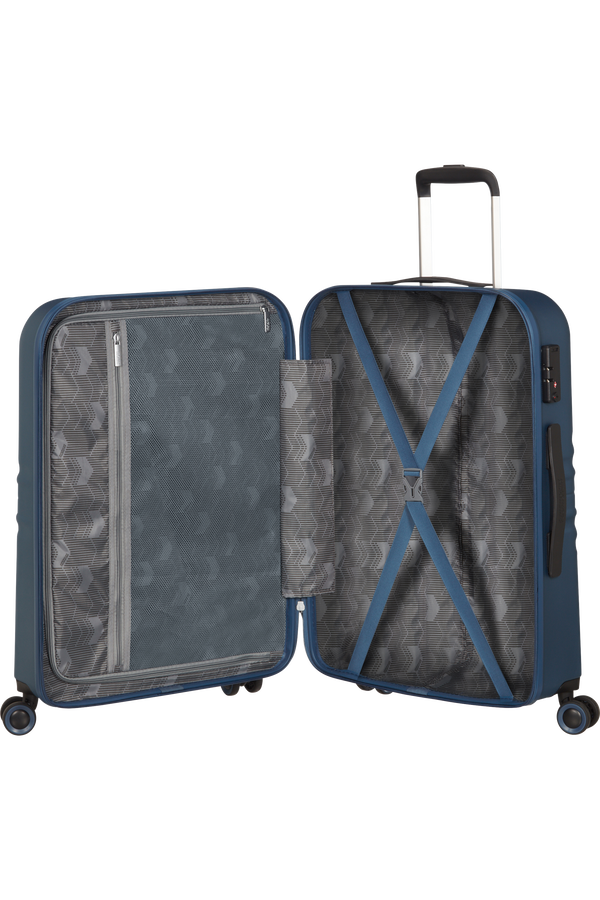 American Tourister Wavetwister Spinner TSA 66cm  Bleu marine fonc&eacute;